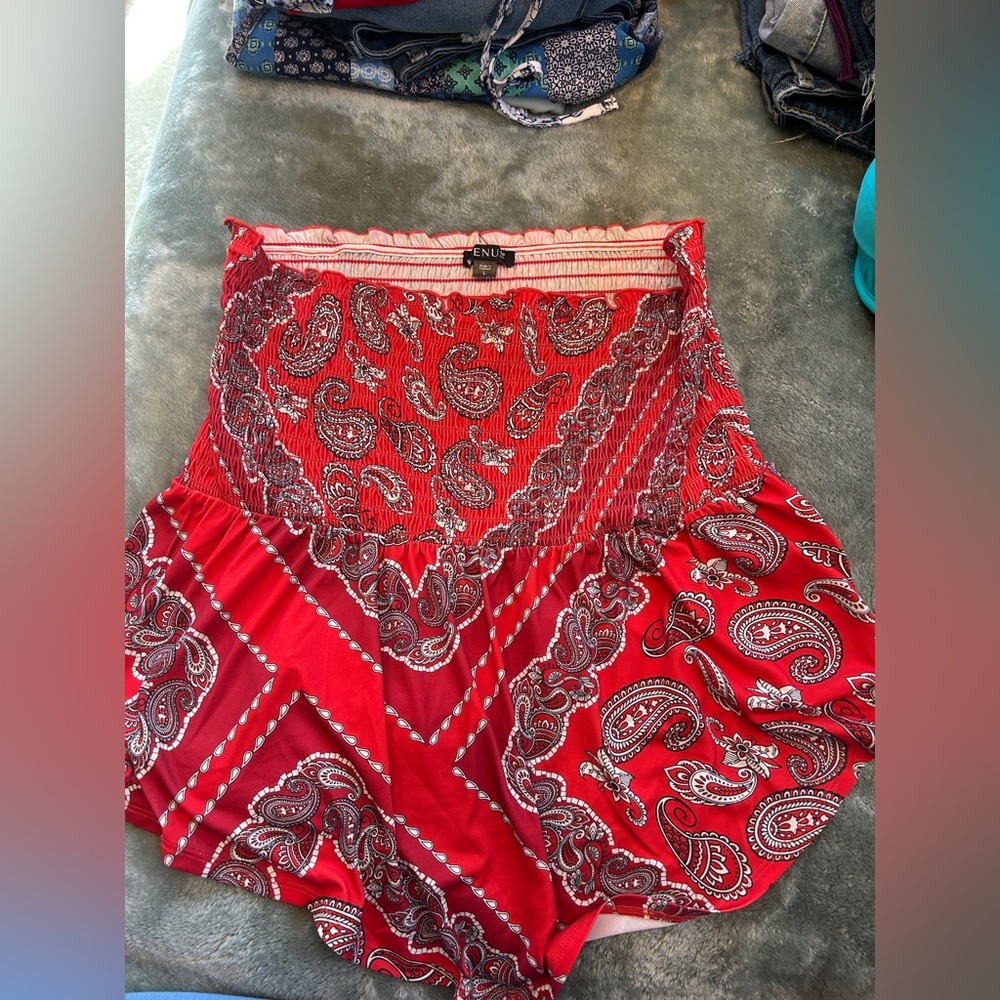 Red Paisley Boho Tube Top